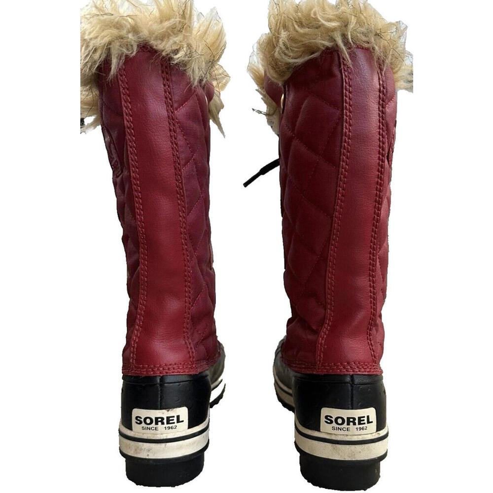 Sorel Joan of Arc Red Waterproof Snow Boots Womens 7 Faux Fur Quilted Winter - Picture 4 of 9
